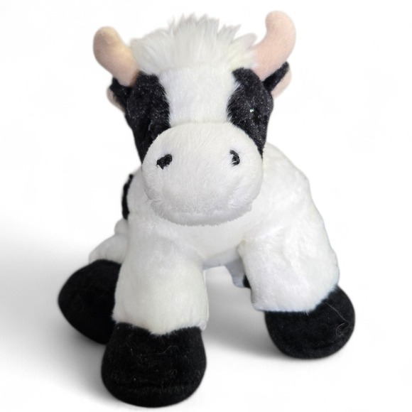 Aurora Mini Moo Plush Cow 7" Mini Flopsie Farm Animal Stuffed Toy Black White - Picture 2 of 9